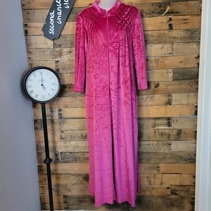 Integral vintage women's velvet velour hot pink lounger gown robe size S\M